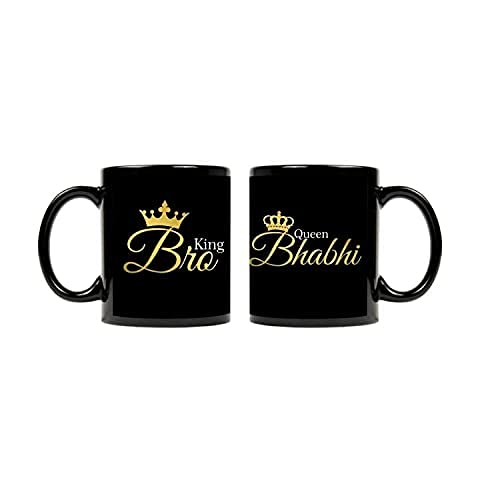 King Bro Queen Bhabhi Coffee Mug Set for Bhaiya Bhabhi