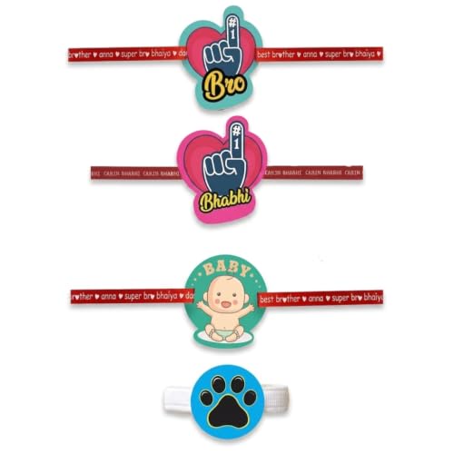 No.1 Bro & No.1 Bhabhi Family Rakhi with Kids Rakhi - Combo Pack of 3