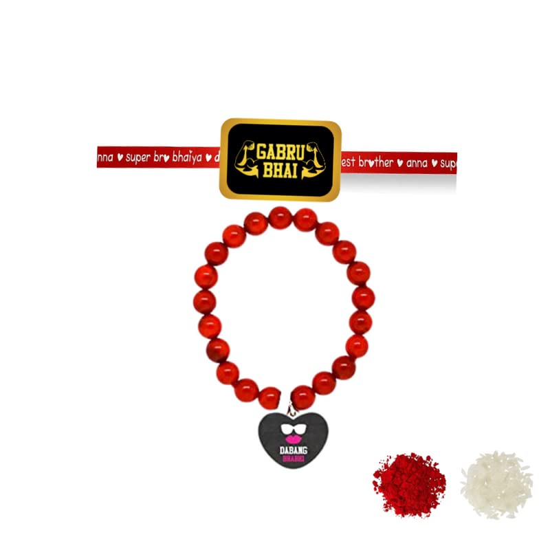 Gabru Bhai & Dabang Bhabhi Beads Rakhi Combo Set of 2