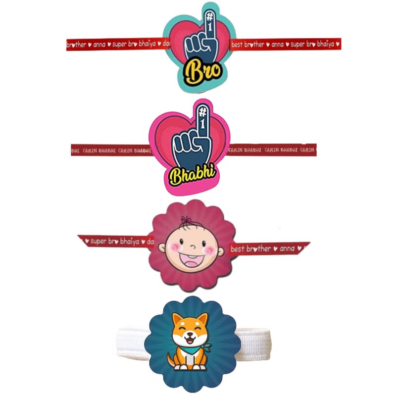 World Best Bro & Best Bhabhi Family Rakhi with Kids Rakhi - Combo of 3