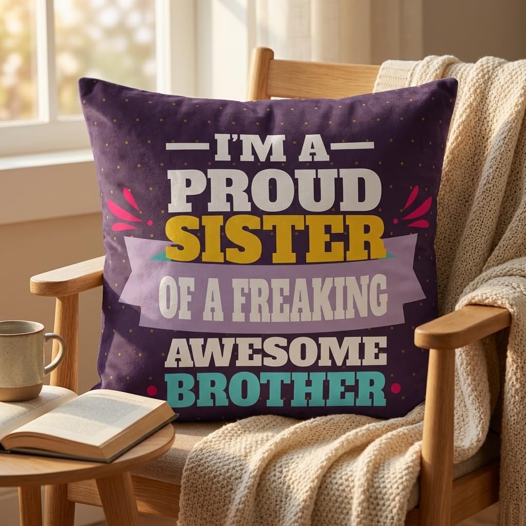 Proud Sister Cushion Cover 16x16 - Rakhi Gift for Sister