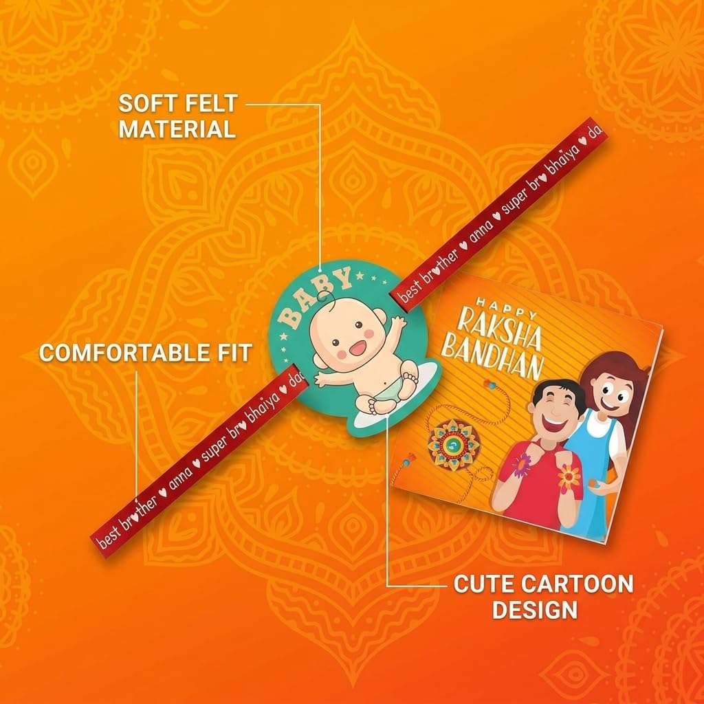 TheYayaCafe Rakhi for Baby Brother, Printed Kids Rakhi Raksha Bandhan, One Size (RK0150_0163), Raksha Bandhan Gift for Brother