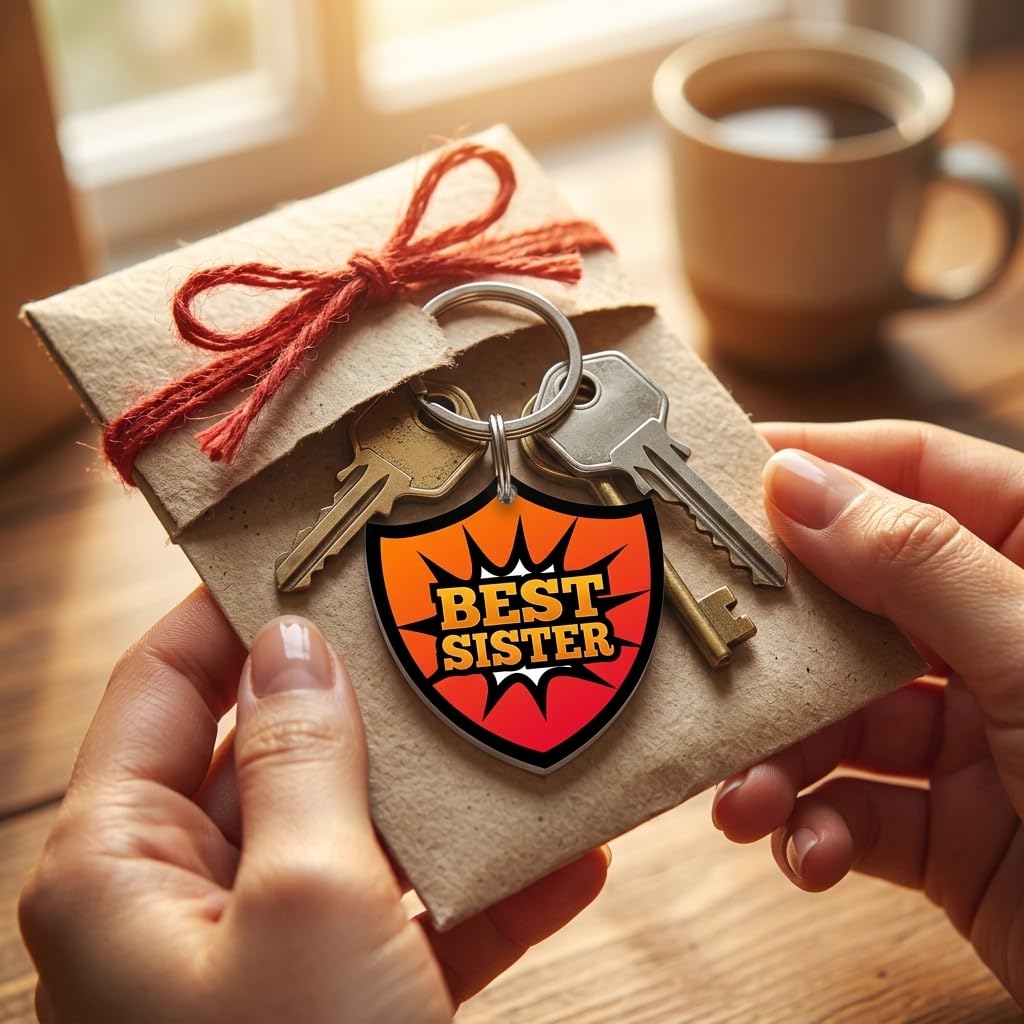 TheYayaCafe Sister Printed Acrylic Keychain Pyaari Behan 2.5x2.5 Inches (6.35 cm), Raksha Bandhan Rakhi Bhai Dooj Birthday Anniversary Gift for Sister, Behan, Didi from Brother and Sister