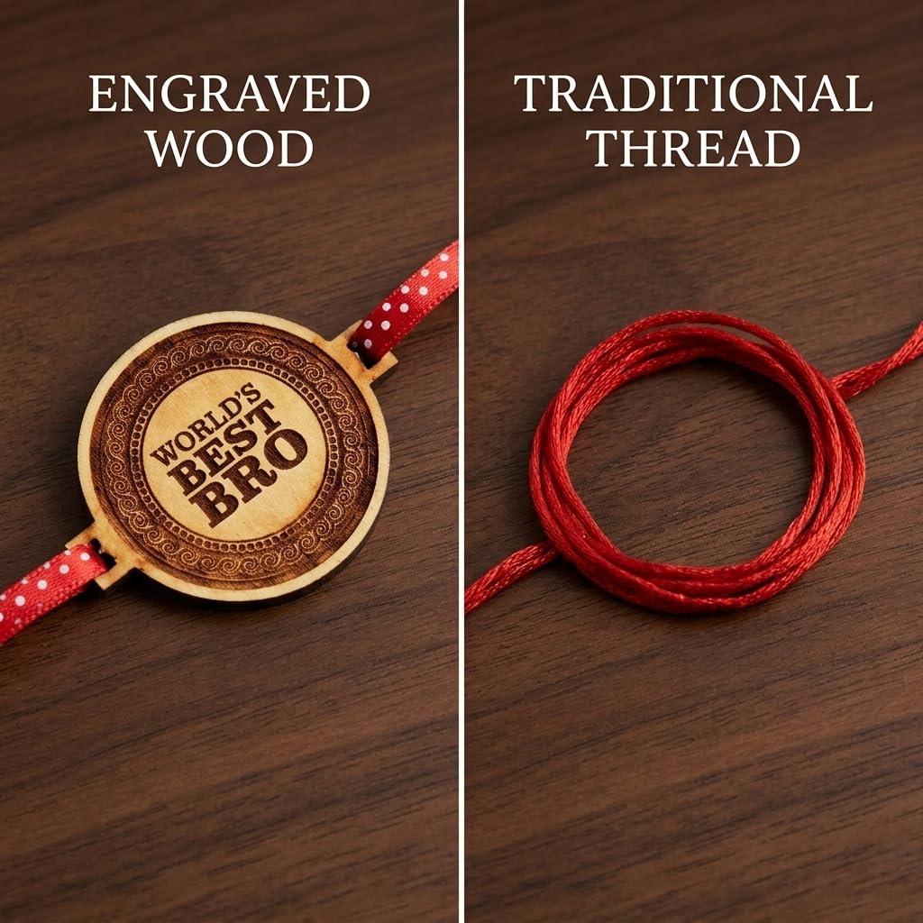 Engraved Rakhi Set of 5 with Beautiful Quotes for Brothers
