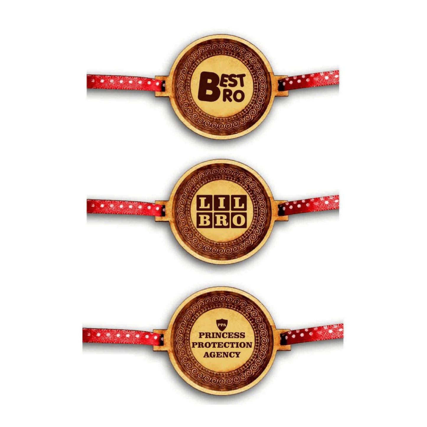 YaYa cafe Family Rakhi for Brother Set of 3 Engraved Best Little Bro Brothers Rakhi Raksha Bandhan