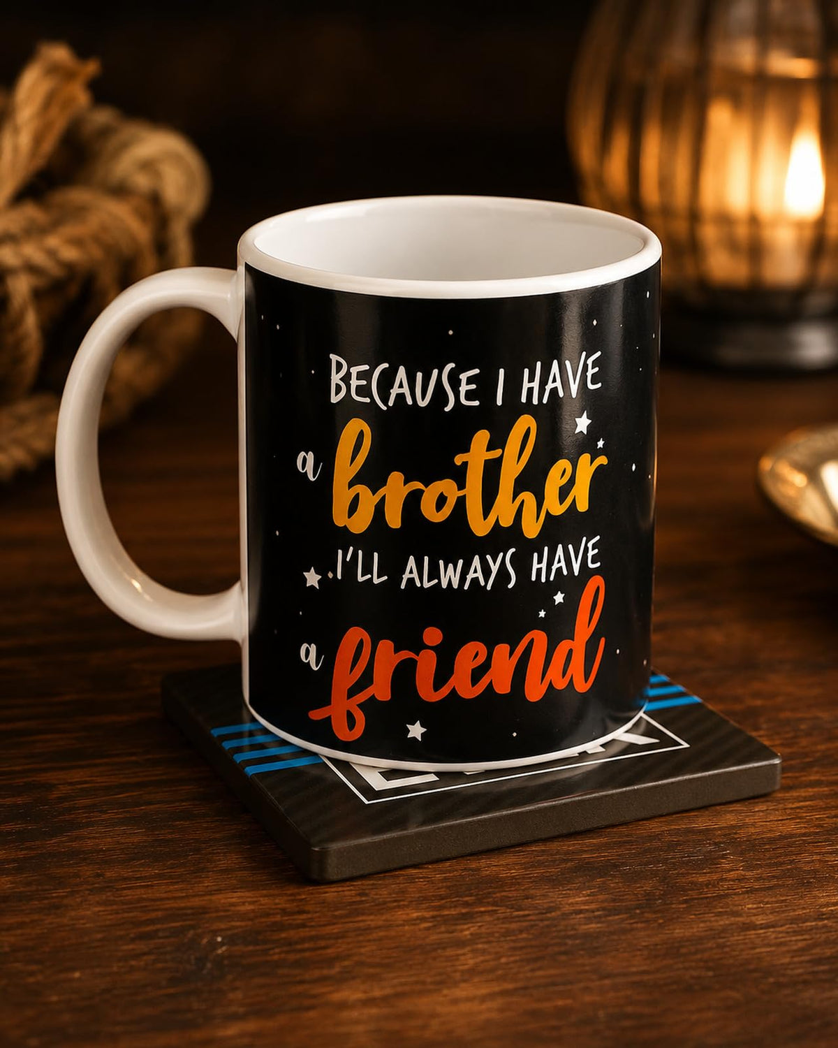 Brother and friend quote coaster and keychain