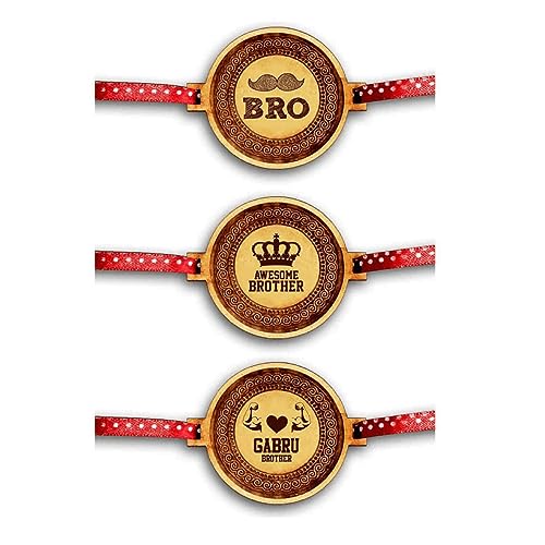 YaYa cafe Family Rakhi for Brother Combo Set of 3 Engraved Rakhi Raksha Bandhan
