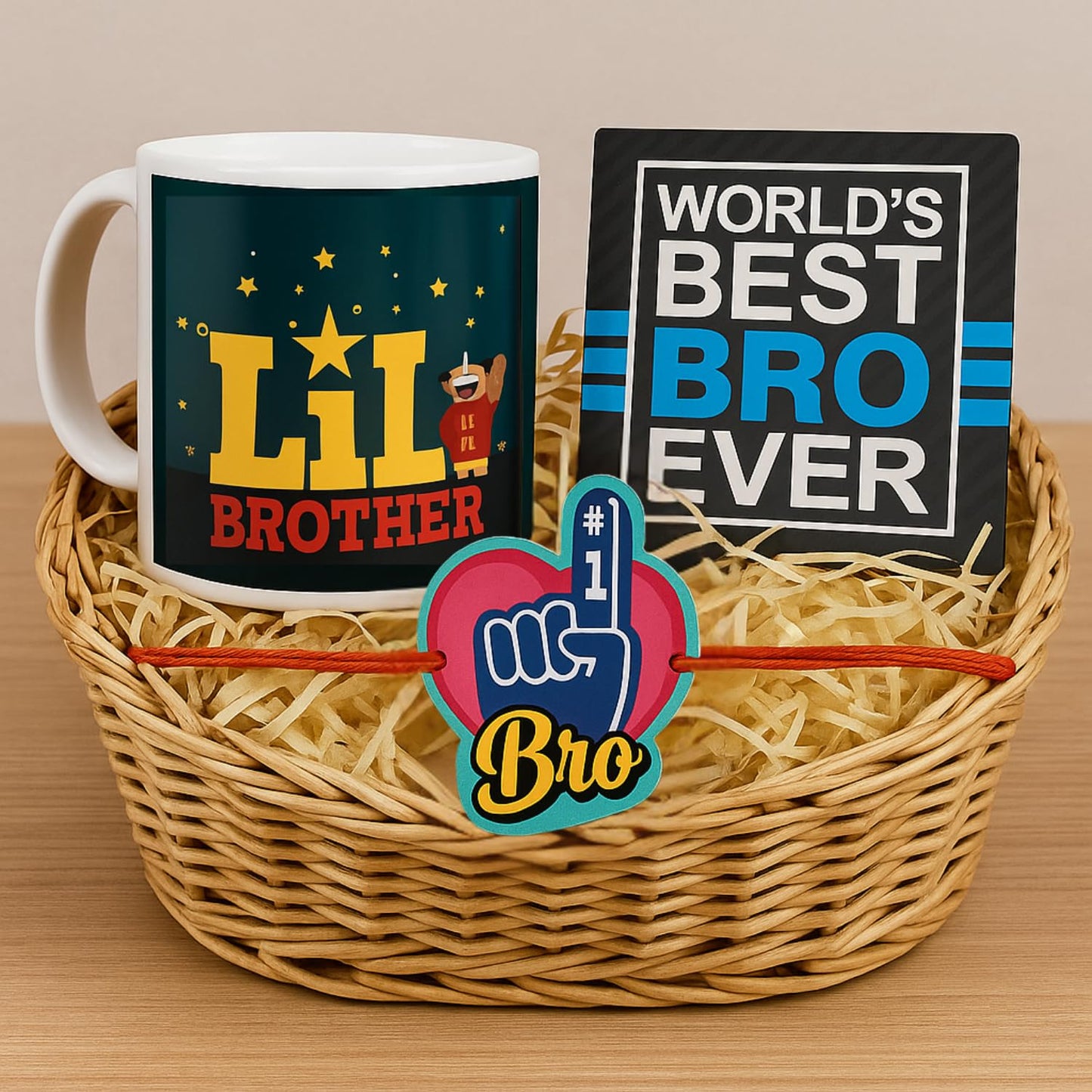TheYayaCafe Rakhi Gift Combo for Brother Set of 3: Ceramic Mug 330ml, Acrylic Coaster 3.5x3.5 Inches & Rakhi, Rakshabandhan Gift for Bhai, Brother from Sister, Raksha Bandhan Birthday Bhaidooj