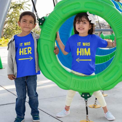 It was Her Printed It Was Him Printed Cotton T-shirt