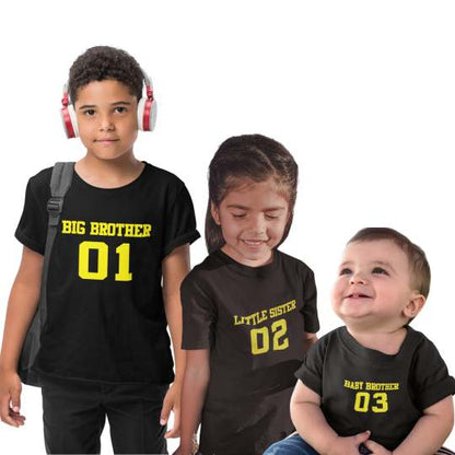 Big Brother Little Sister Baby Brother Printed Cotton T-Shirt