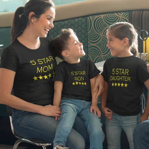 5 Star Mom ,son and Daughter Family T-Shirt