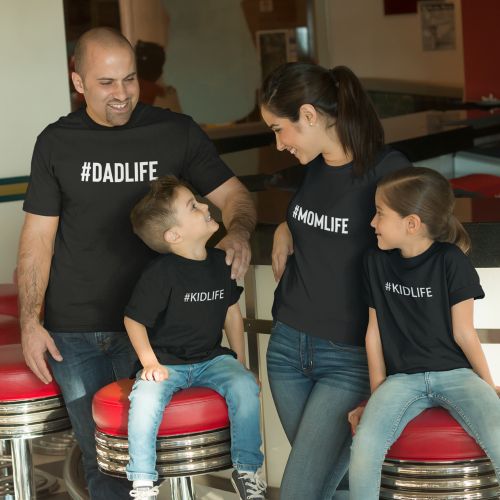 Dadlife Momlife Kidlife Family Tshirts Set of 4 for Mom Dad and 2 Kids