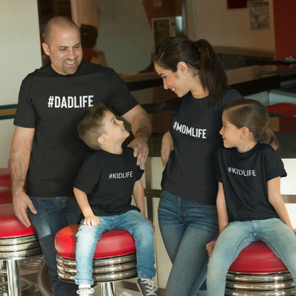 Dadlife Momlife Kidlife Family Tshirts Set of 4 for Mom Dad and 2 Kids