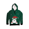 Kids Christmas Hoodie, Cosy Green Bear Hooded Sweatshirt
