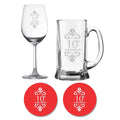 10th Anniversary Beer Mug and Wine Glass Couple Set