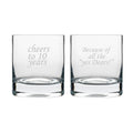 Cheers 10th Anniversary Whiskey Glasses Set of 2 with Coasters