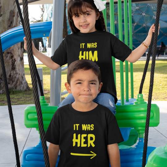 It was Her Printed It Was Him Printed Cotton T-shirt