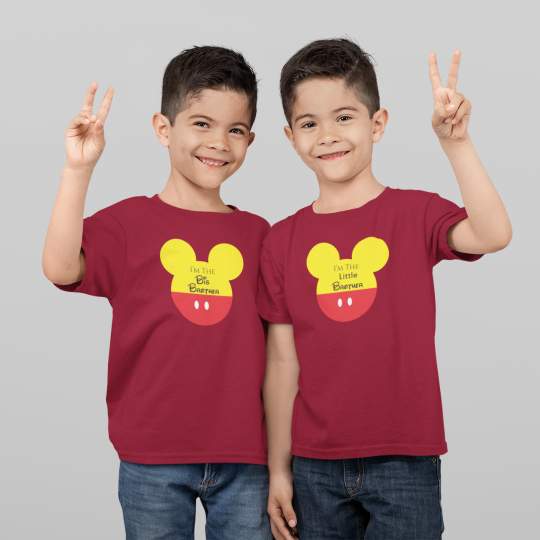 I'm The Big Brother I'm The Little Brother Printed Cotton T-Shirt
