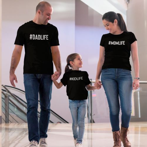 Dadlife Mom life Kid life for Mom, Dad and Kid/Son/Daughter Set of 3