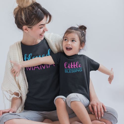 Little Blessing Blessed Mama Combo for Mom and Kid/Daughter/Son Set of 2