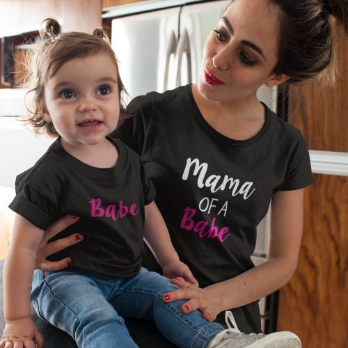 Mama of a Babe Mom and Daughter T-shirts