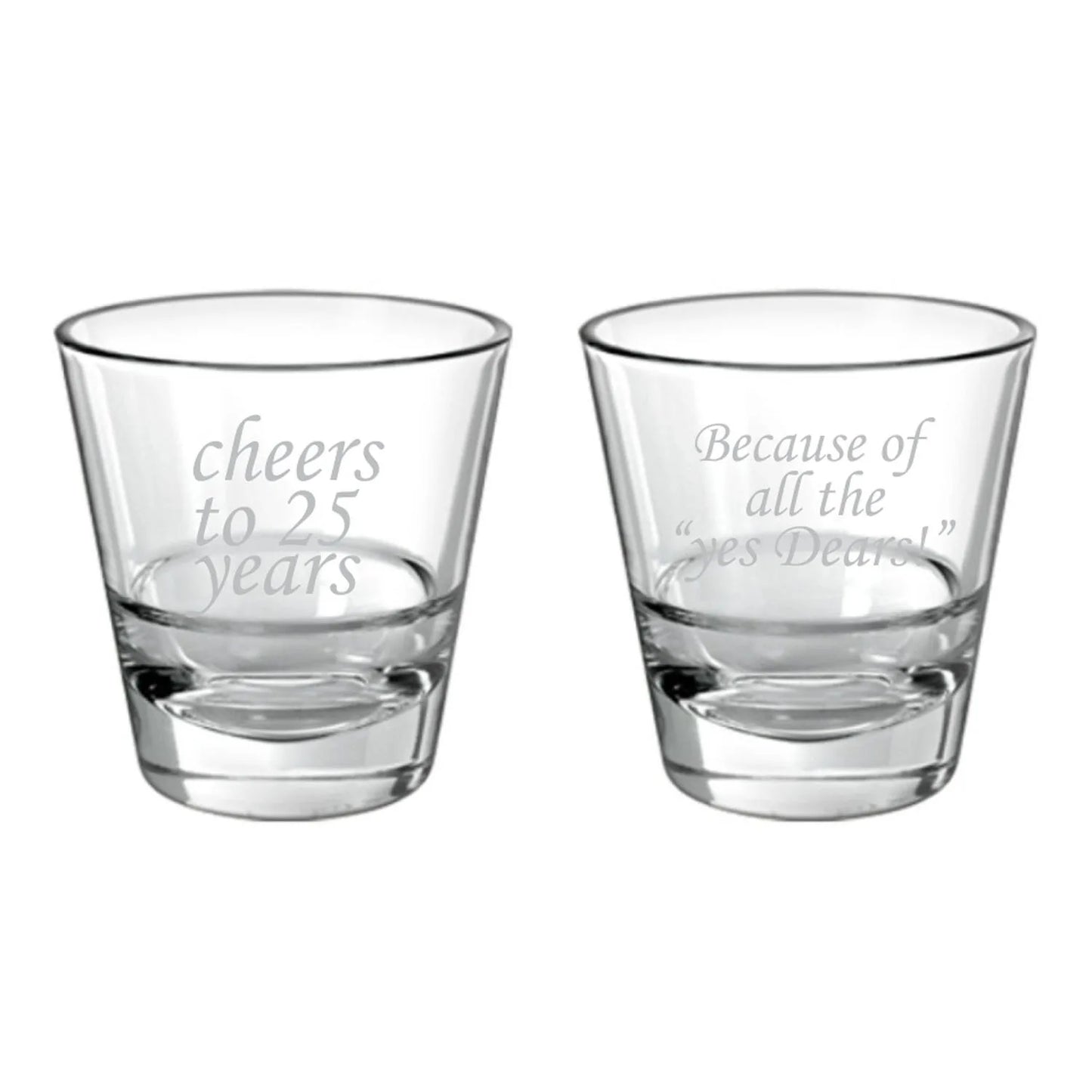 Cheers 25th Anniversary Whiskey Glasses