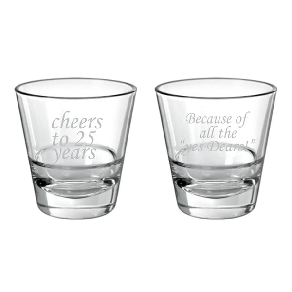 Cheers 25th Anniversary Whiskey Glasses