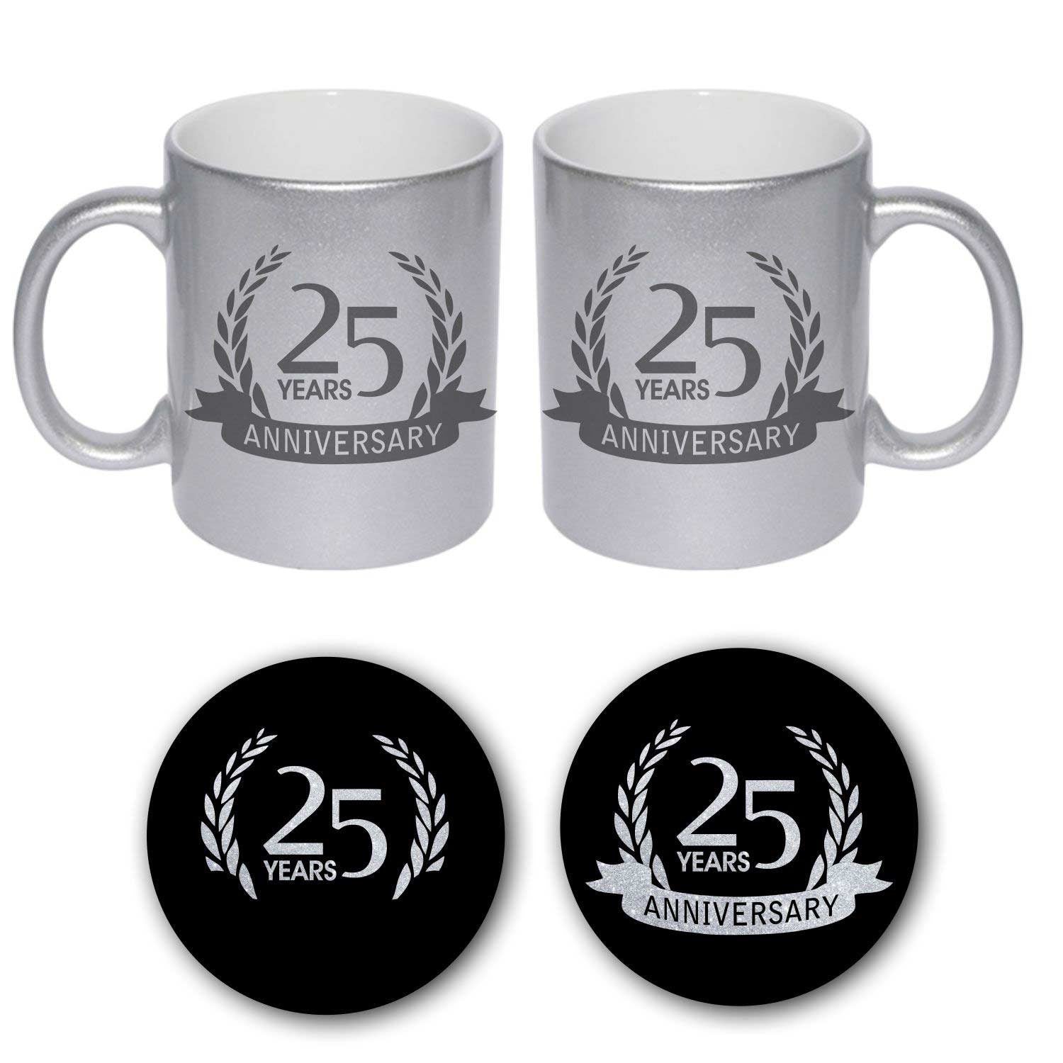 25th Happy Silver Anniversary Couple Coffee Mugs