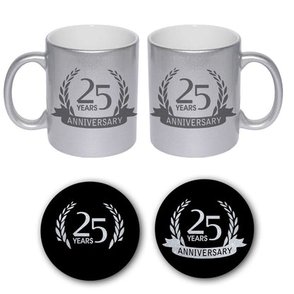 25th Happy Silver Anniversary Couple Coffee Mugs