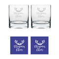 Reindeer Christmas Cheer Whiskey Glasses Set of 2