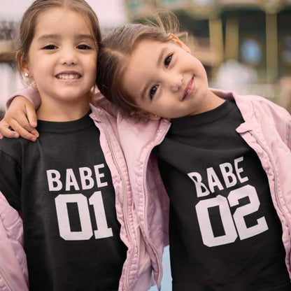 Babe 01 Babe 02 Sister's Printed Cotton T-Shirt
