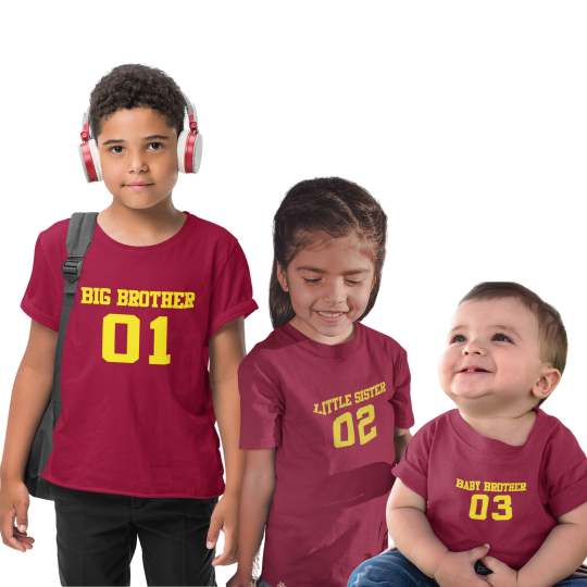 Big Brother Little Sister Baby Brother Printed Cotton T-Shirt