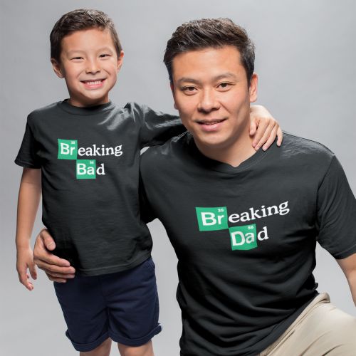 Breaking Dad and Breaking Bad Family T-Shirt Combo for Dad and Kid