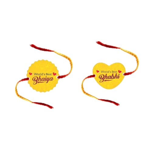 TheYayaCafe Rakhi for Bhaiya Bhabhi Set of 2 Printed Family Rakhi Combo, Raksha Bandhan Gift for Brother and Sister-in-Law