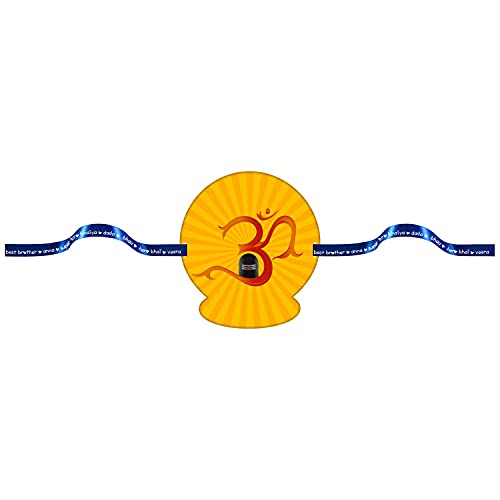 TheYayaCafe Rakhi for Brother Om Shiva Printed Rakhi Bracelet Yellow, Raksha Bandhan Gift for Bhai, Bhaia, Brother from Sister, Festival Gift for Men and Kids