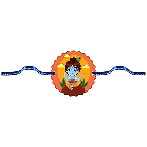 TheYayaCafe Raksha Bandhan Rakhi Bracelet for Brother Krishna Printed Satin Thread, Rakhi Gift for Bhai, Bhaia, Raksha Bandhan, Bhai Dooj