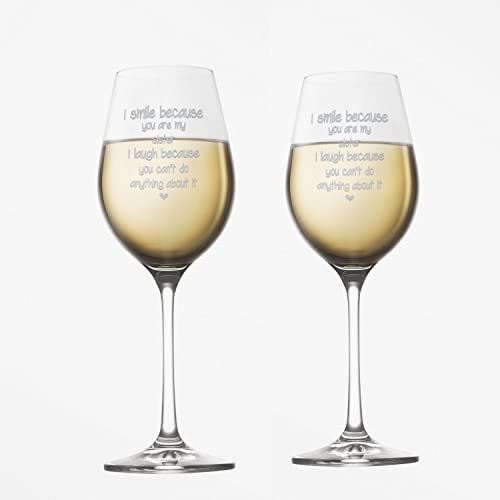 TheYayaCafe Brother Bhabhi Wine Glasses with Coasters Combo, 350 ml Funny Teasing Couple Gift for Bhaiya Bhabhi, Anniversary, Wedding, Bhai Dooj, Raksha Bandhan from Sister