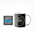 TheYayaCafe Brother Printed Ceramic Coffee Mug Moustache Best Bro in The World Quote 330 ml (11 oz), Birthday Bhai Dooj Raksha Bandhan Gift for Brother, Bros from Sister and Family
