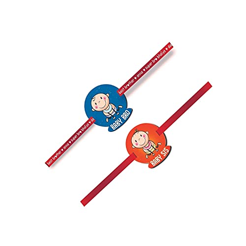 TheYaYaCafe Rakhi for Kid Baby Bro & Baby Sis Printed Rakhi | Set of 2 | Raksha Bandhan Gift for Little Brother & Sister