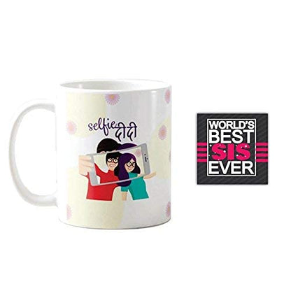 Selfie Didi Coffee Mug with Coaster Combo - Sister Rakhi Gift