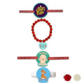 TheYayaCafe Rakhi Combo Set of 4 for Bhaiya, Bhabhi, Kids and Pet, Printed and Beads Rakhi with Roli Tika, Raksha Bandhan Gift for Brother, Sister-in-Law, Children and Pet Lovers
