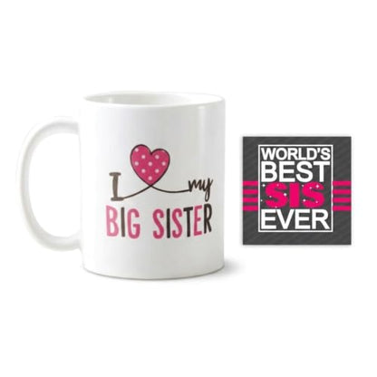 TheYayaCafe Rakhi Gifts for Sister Ceramic Mug and Coaster Combo I Love My Big Sister 11oz (330ml), Bhabhi, Didi from Brother