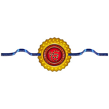 TheYayaCafe Printed Rakhi Bracelet for Brother Ek Onkar Design, Raksha Bandhan Gift for Bhai, Bhaia, Brother from Sister, Multicolor Satin Thread, Approx 1.5 Inch Dial.