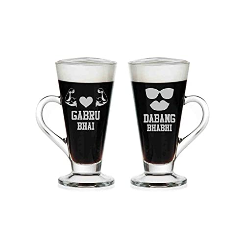 YaYa cafe Rakhi Gifts for Bhaiya Bhabhi Couple Tea Mugs/Cups Set - Gabru Bhai Dabang Bhabhi with Rakhi