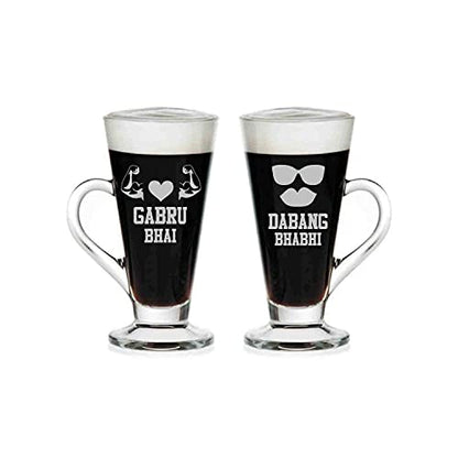 YaYa cafe Rakhi Gifts for Bhaiya Bhabhi Couple Tea Mugs/Cups Set - Gabru Bhai Dabang Bhabhi with Rakhi