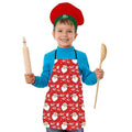 Christmas Kids Apron With Hat - Ho Ho Santa Pattern Print