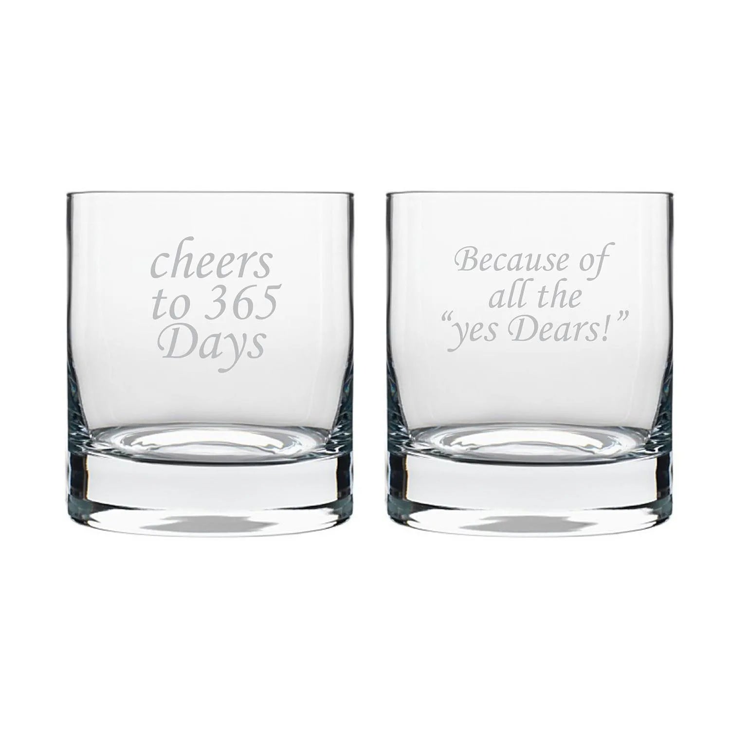 Cheers 1st Anniversary Whiskey Glasses
