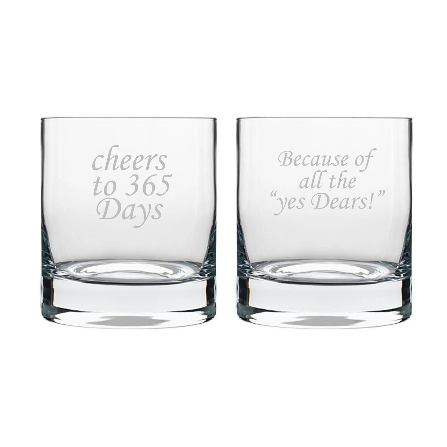 Cheers 1st Anniversary Whiskey Glasses