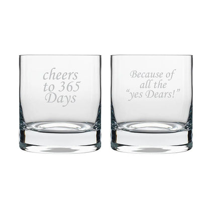 Cheers 1st Anniversary Whiskey Glasses