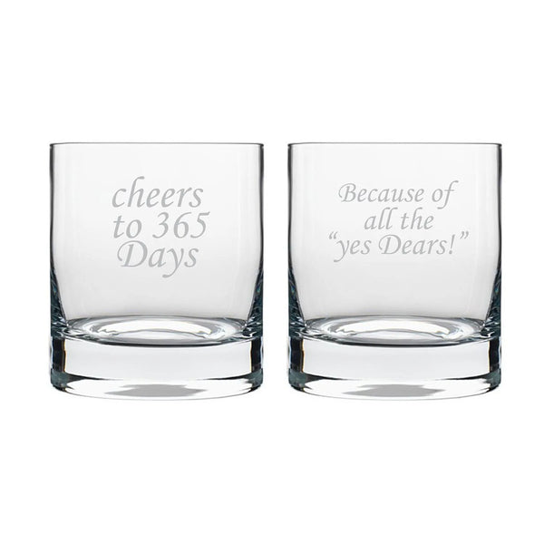 Cheers 1st Anniversary Whiskey Glasses